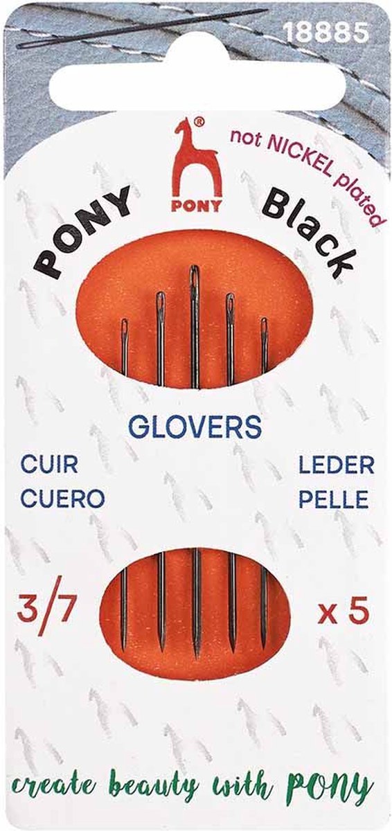 Pony Black Leernaalden nr.3-5-7 zwart - 5st