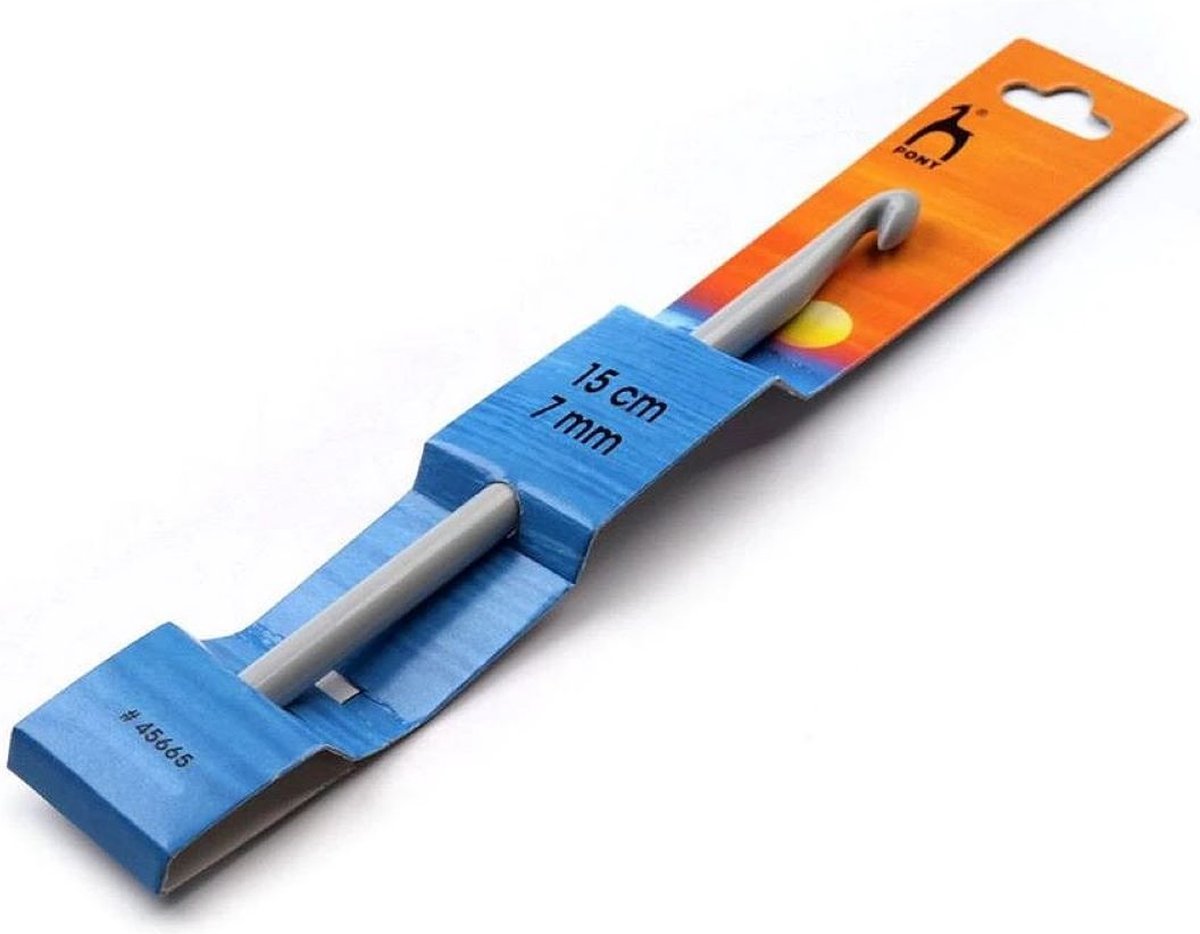 Pony classic haaknaald kunststof grijs - nr. 7 - 15 cm - light - licht plastic naald met gladde finish - haken