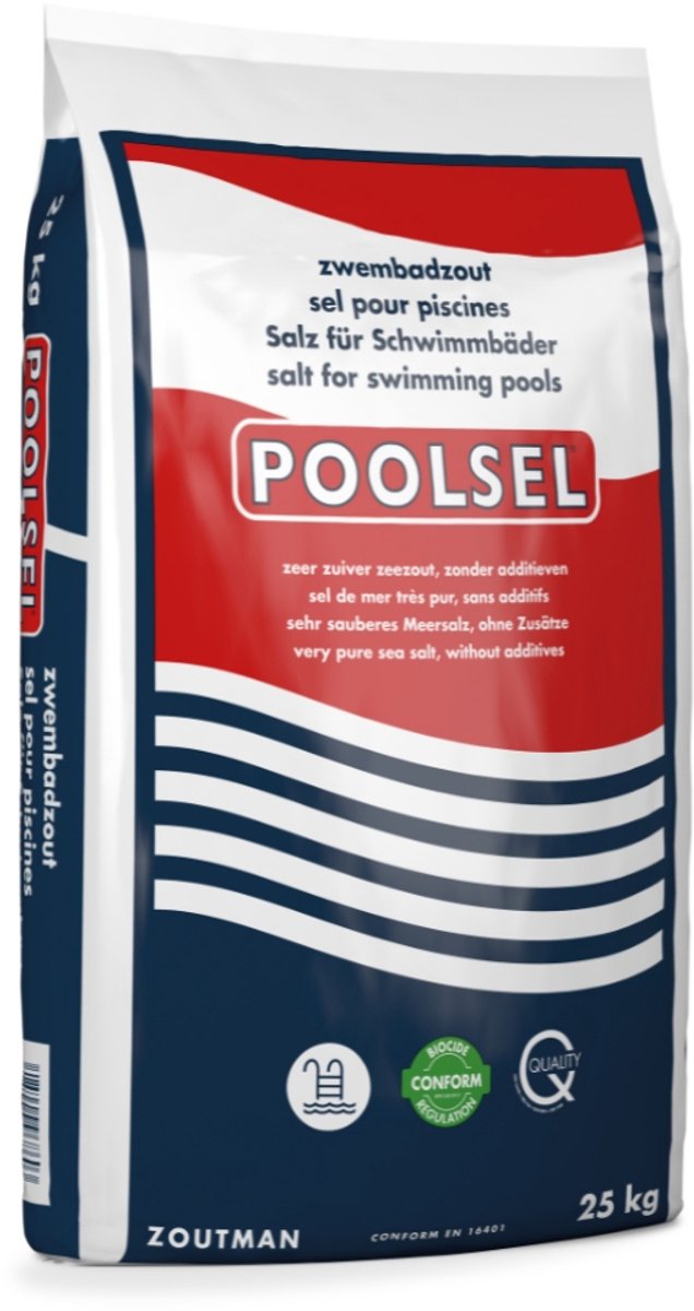 POOLSEL - Zwembadzout - 25 kg - Natuurlijk en zuiver - 100% natuurlijk