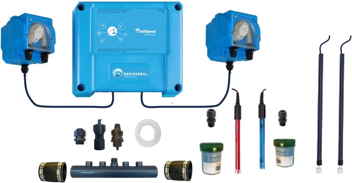 POOLTRONICS DIY WIFI - Automatisch Chloor en Ph Dosering Systeem Waterbehandeling zwembad pakket om zelf te bouwen en te installeren - MET WIFI besturing - MET FLOWSWITCH EN LEVELSWITCH