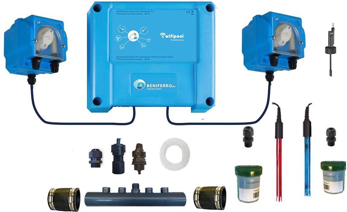 POOLTRONICS DIY WIFI- Automatisch Chloor en Ph Dosering Systeem Waterbehandeling zwembad pakket om zelf te bouwen en te installeren MET WIFI besturing - MET FLOWSWITCH