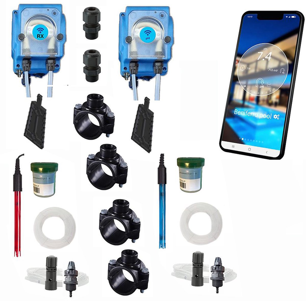 POOLTRONICS WIFI - Automatisch Chloor & Ph Dosering Systeem Waterbehandeling zwembad – Inclusief pomp, sonde en app-bediening