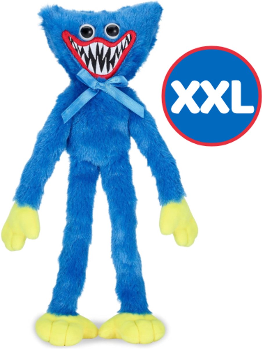 Huggy Wuggy - Poppy Playtime Pluche Knuffel XXL 100 cm - Blauw Monster Knuffels - Speelgoed voor Kinderen Jongens Meisjes - Roblox Game Plush Toy - Huggy Wuggy Kissy Missy