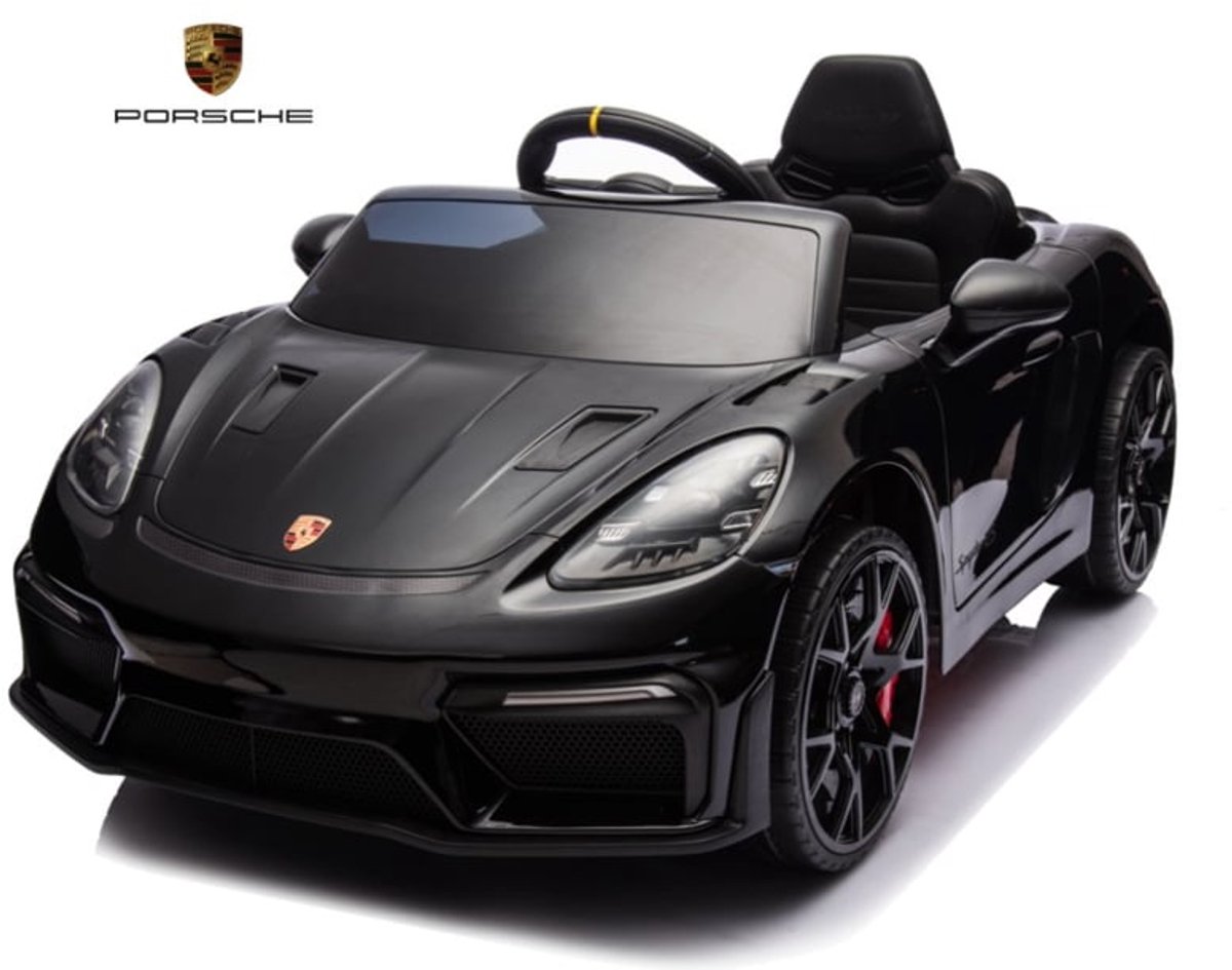 Porsche 718 Spyder RS zwart 12V, Porsche 718 Spyder RS Elektrische kinderauto 12V, Porsche Elektrische kinderauto 12 volt, Porsche 12V