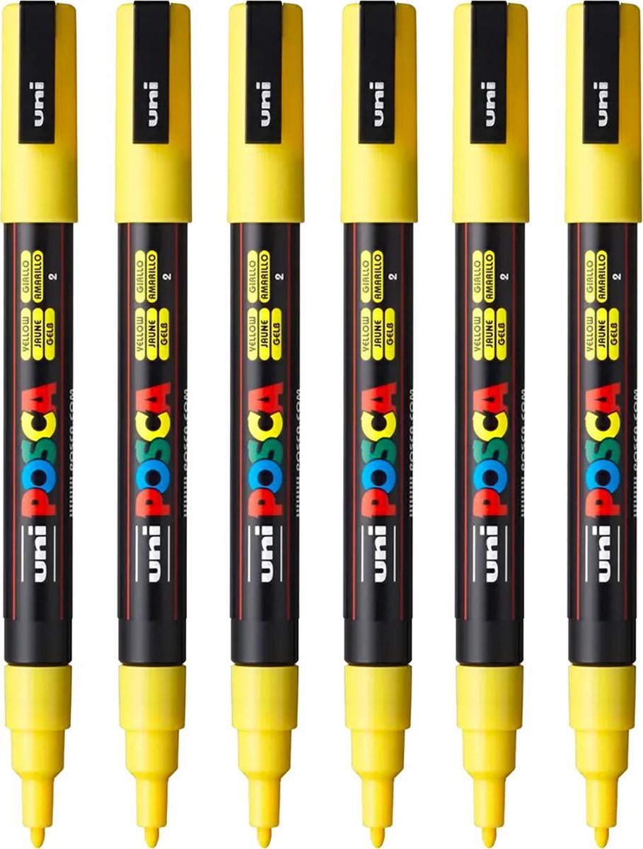 Posca Stiften PC-3M Fine Tip - verfstiften - Geel - 6 stuks