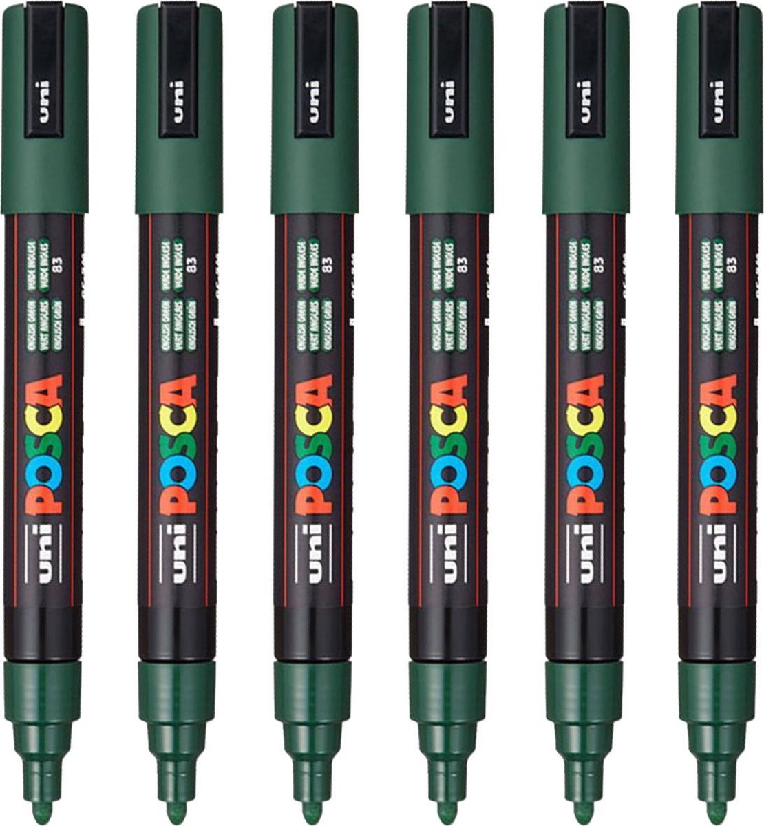Posca Stiften PC-5M Medium Tip - verfstiften - Donkergroen - 6 stuks