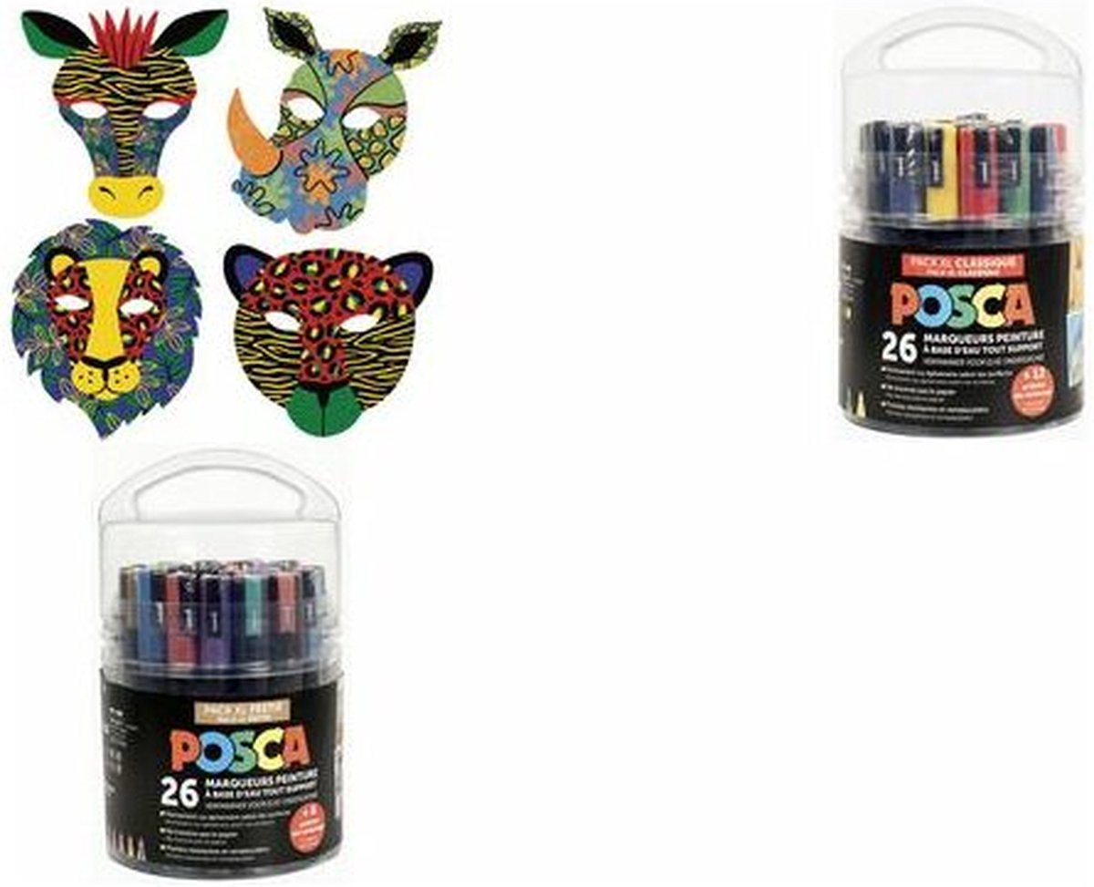 Posca set 26 Stiften + Gezichtssjablonen
