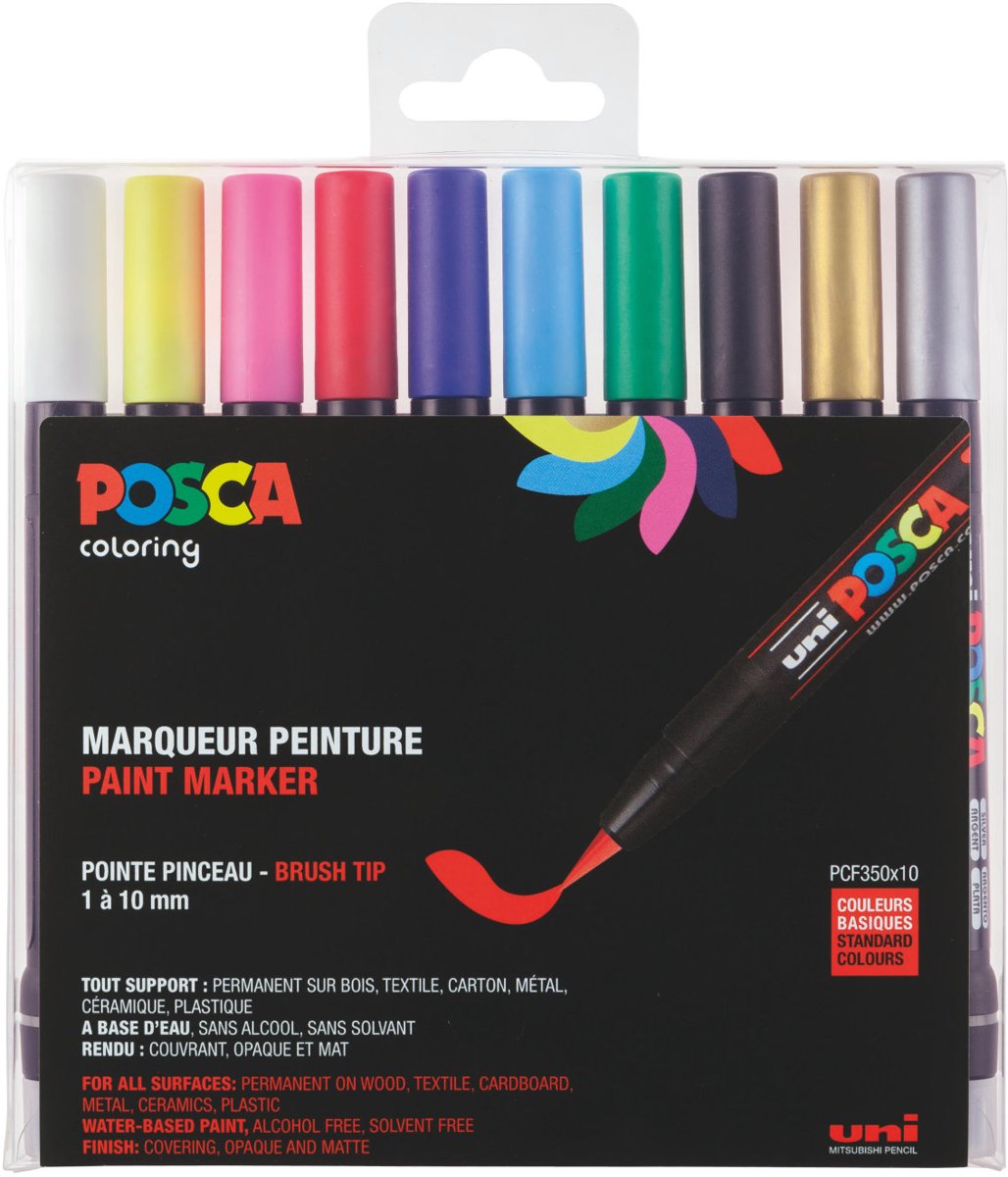 Uni   PCF350 - verfmarker - brushpen - set á 10 stuks.