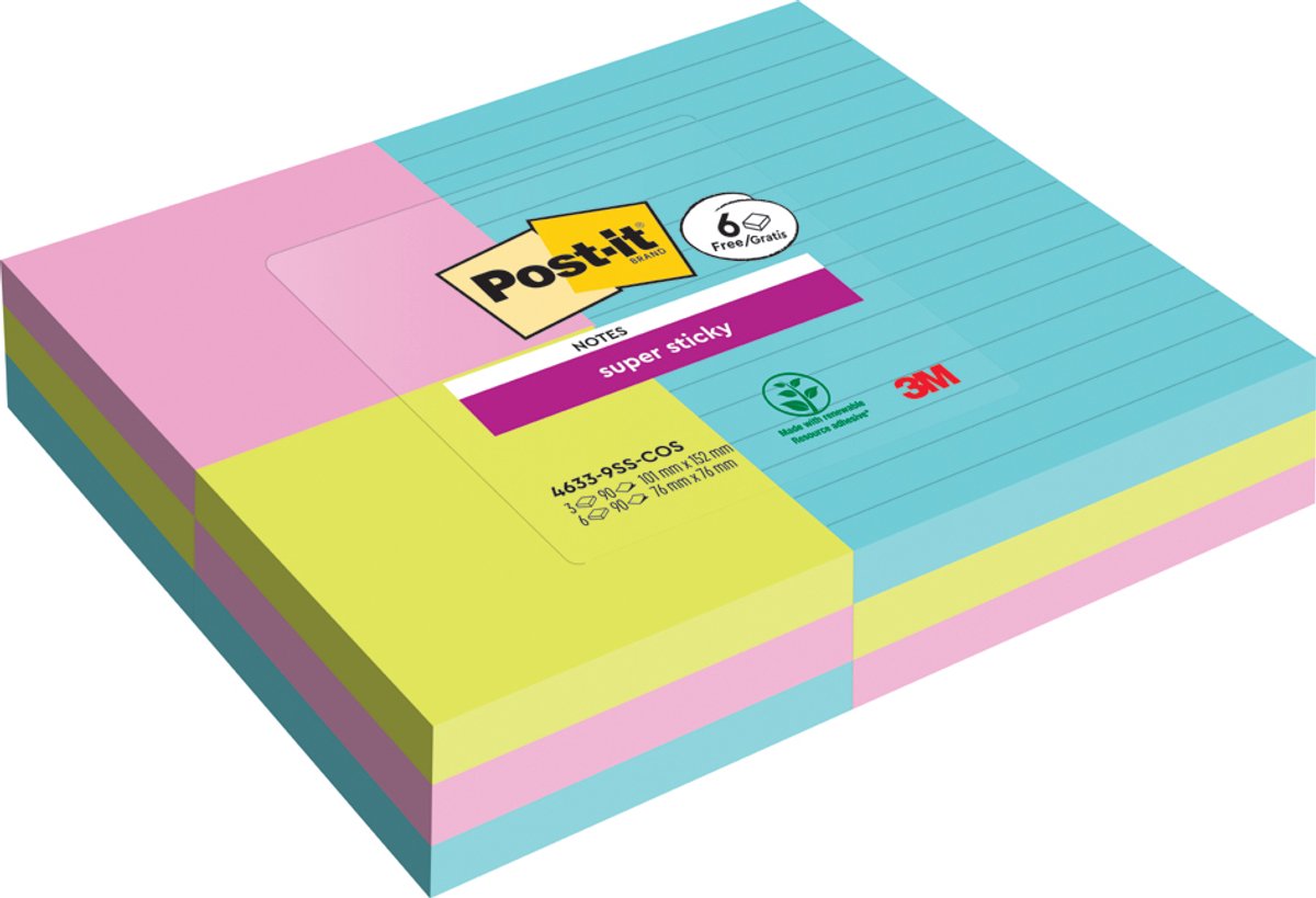   zelfklevende memos Super Sticky Notes, Cosmic Collection, Promopack, 76 x 76 mm