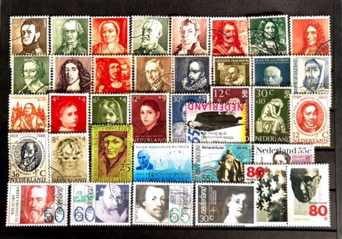 Luxe postzegel pakket (A5 formaat) - collectie van 37 verschillende postzegels van Bekende Nederlandse personen - kan als ansichtkaart in een A5 envelop. Authentiek cadeau - cadeau - geschenk