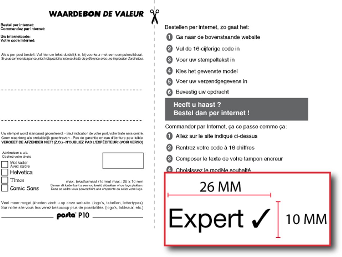 Bon voor een stempelplaatje Posta P10
