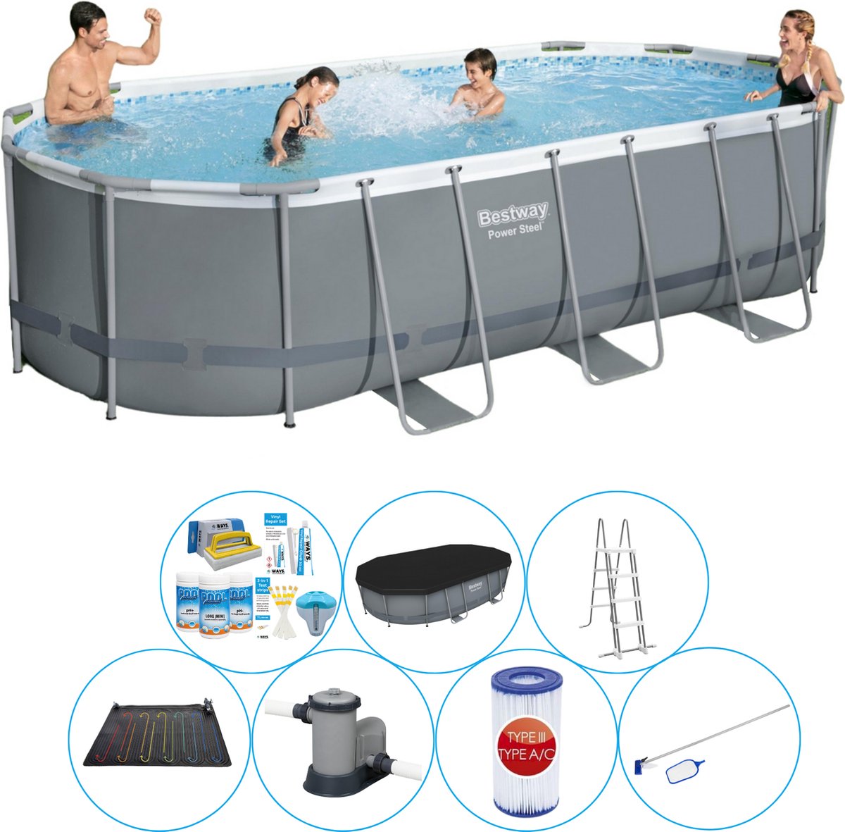 Power Steel Ovaal 548x274x122 cm - Zwembad Deal