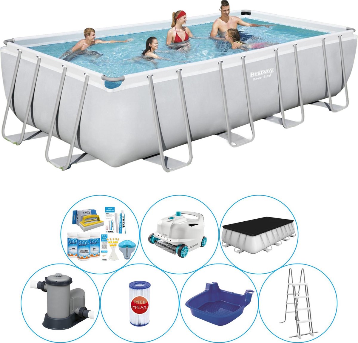 Power Steel Rechthoek 549x274x122 cm - Zwembad Super Deal