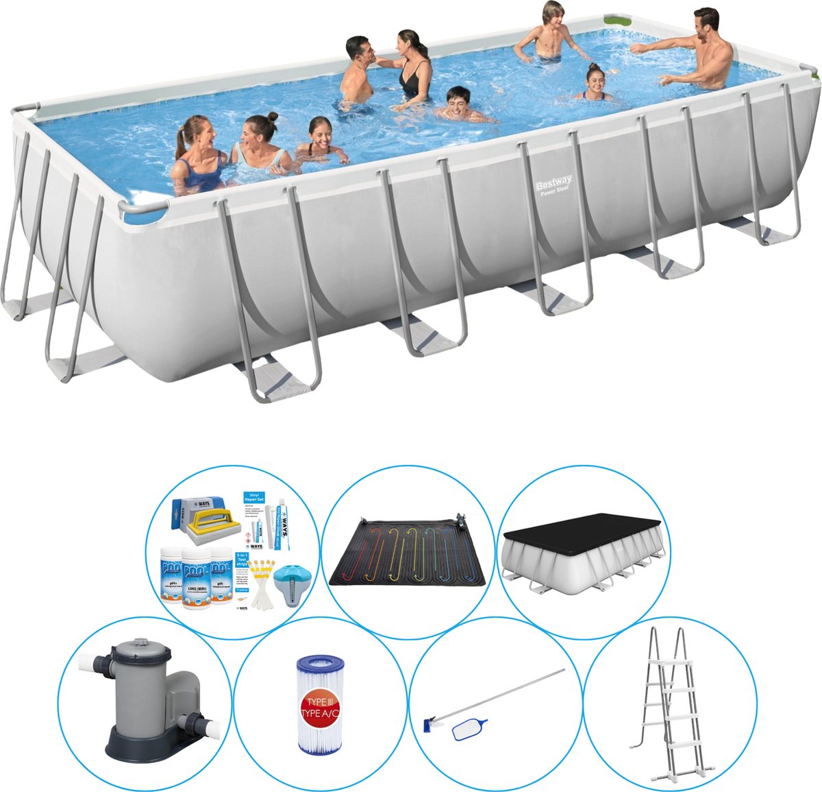 Power Steel Rechthoek 640x274x132 cm - Zwembad Deal