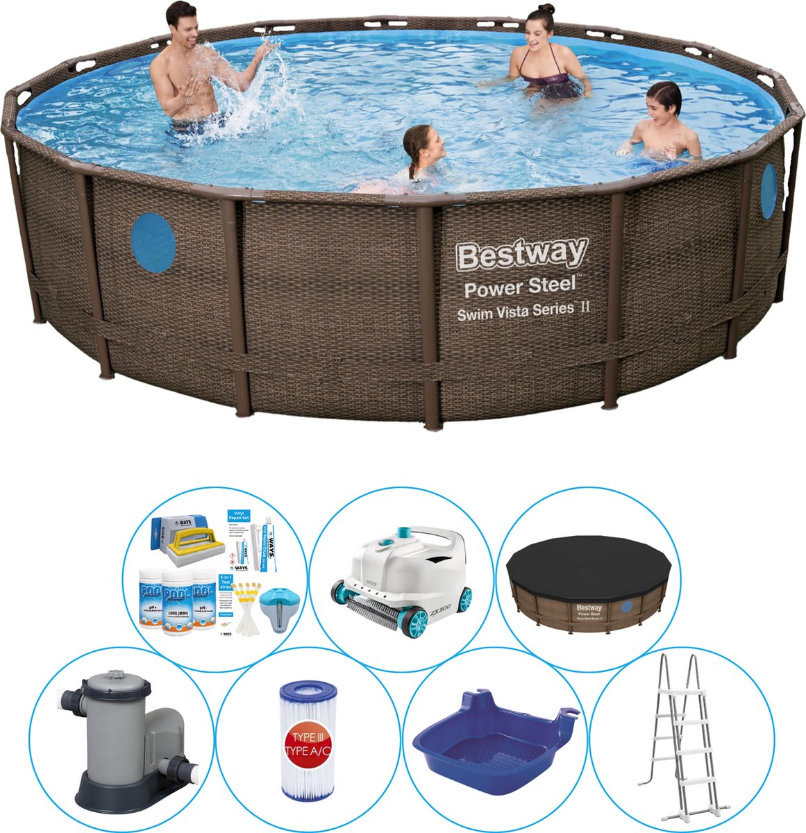 Power Steel Swim Vista ROND 488x122 cm - Zwembad Super Deal