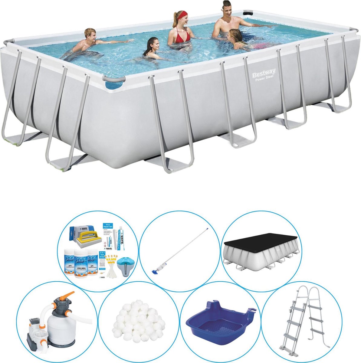 Zwembad Combi Deal - Power Steel Rechthoek 549x274x122 cm