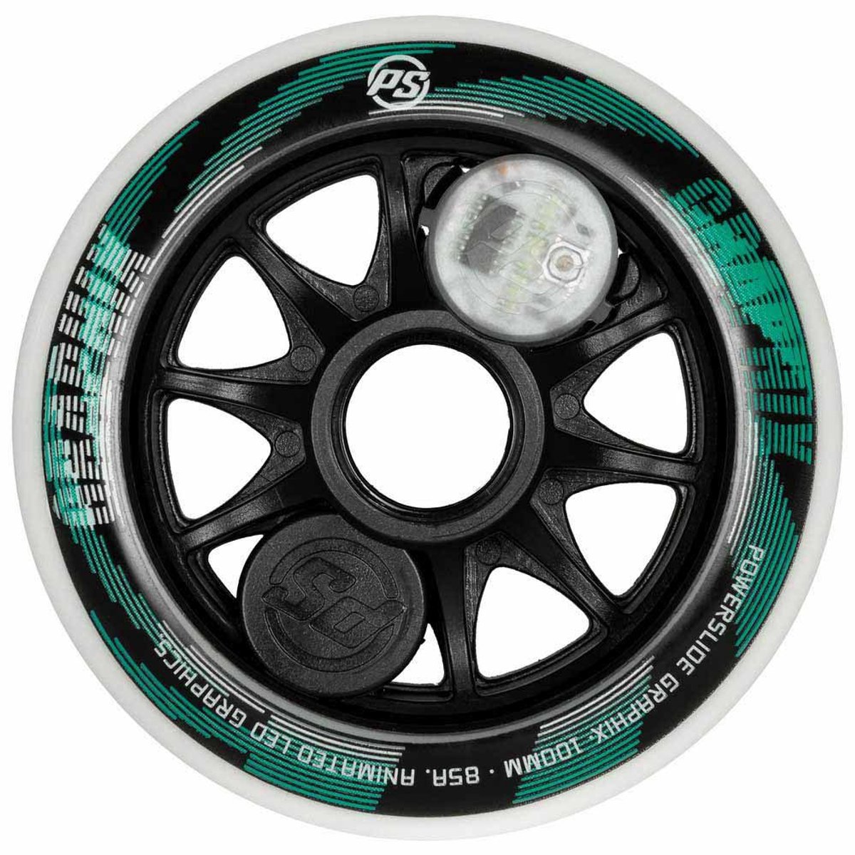 Powerslide Graphix Led Left Wiel Zilver 100 mm