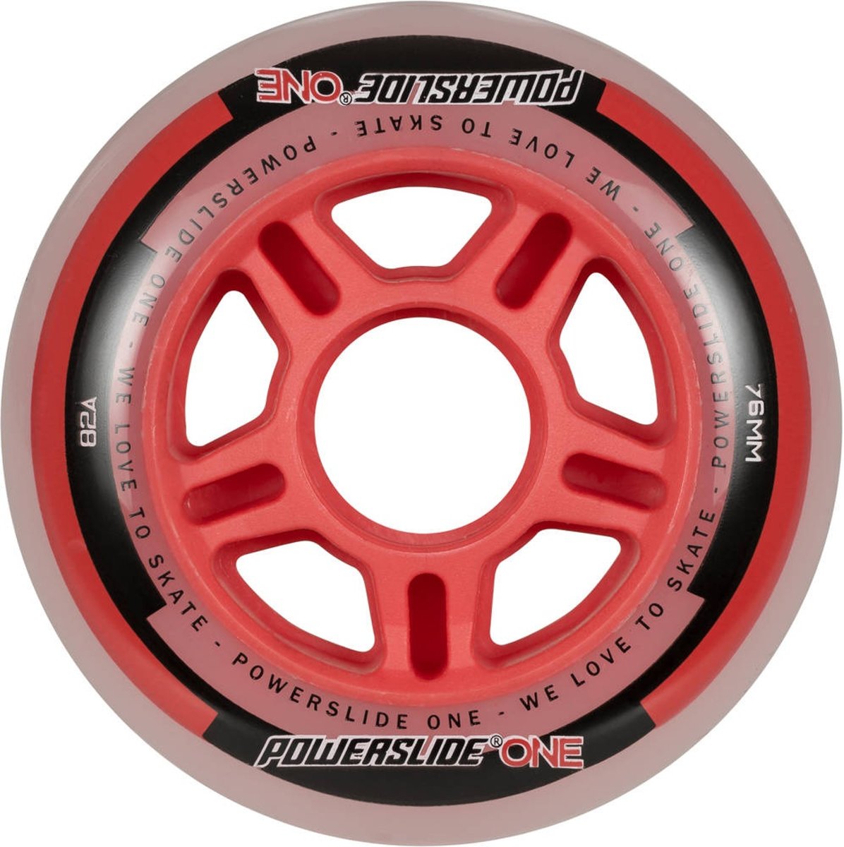 skatewielen One 76 mm rood per 8 stuks