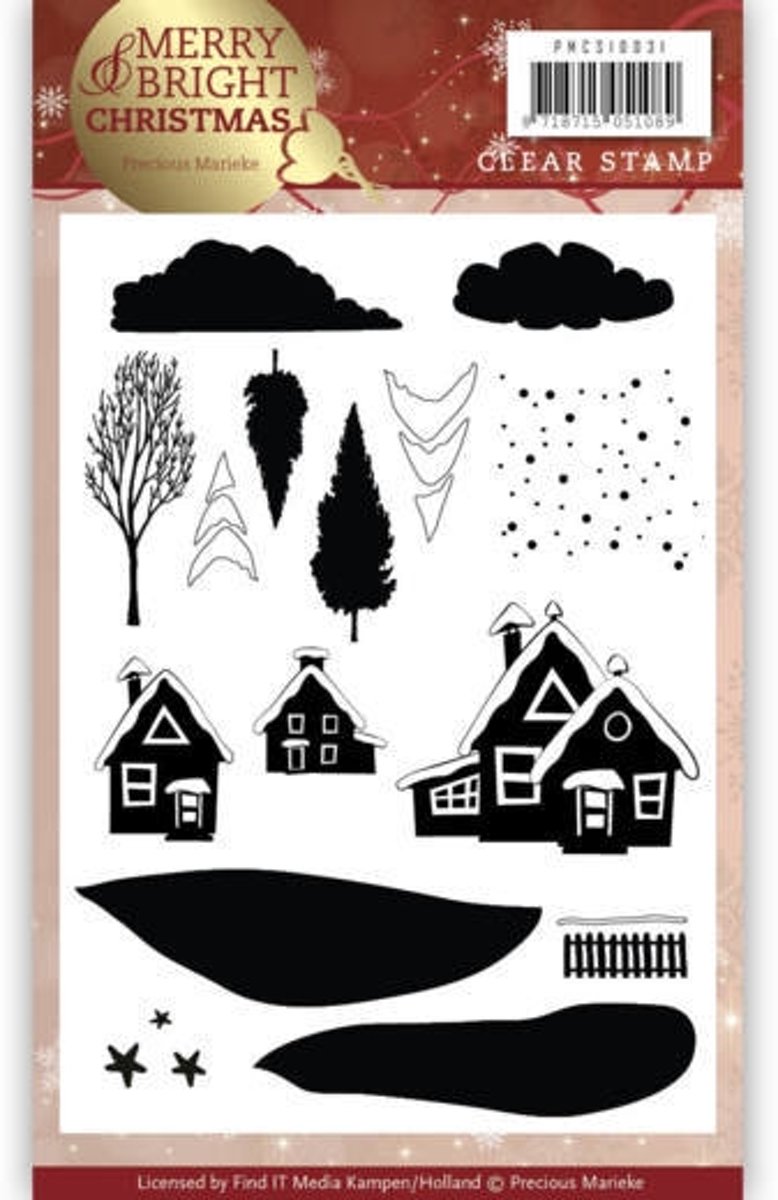 Stempel - Precious Marieke - Merry and Bright Christmas - Kerst Huis