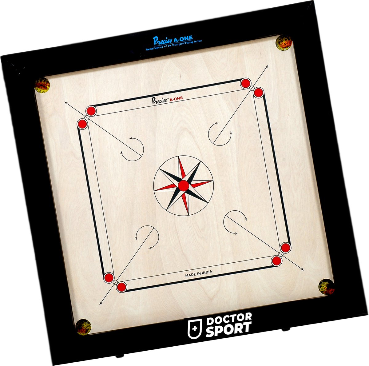 Ama-8 mm Speelveld - 12kgs. 74x74 cm - 82x82cm INDIA made Carrom spel - Origineel Toernooi Alleen Bord Klasse en Geweldig