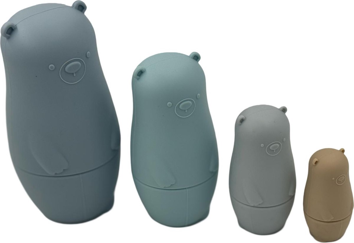 Educatief Siliconen Beren - Sorteren, Nestelen & Stapelen - Speelgoed - kinderen & Babys - Kraamcadeau - Blauw