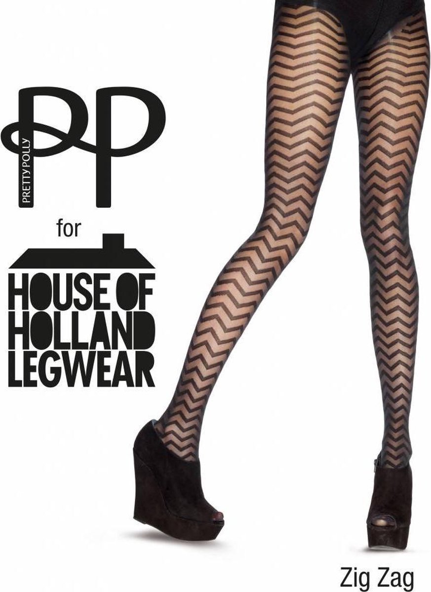 House of Holland Panty - Fashion - Zig Zag - One Size - 36/42 - Zwart