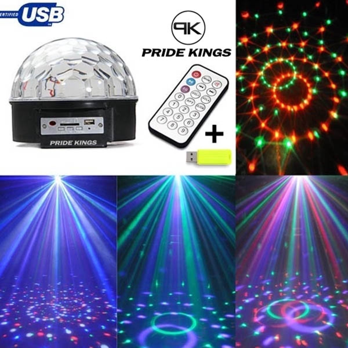 RGB Stage Light LED Crystal Magic Ball met Afstandsbediening en USB Stick   