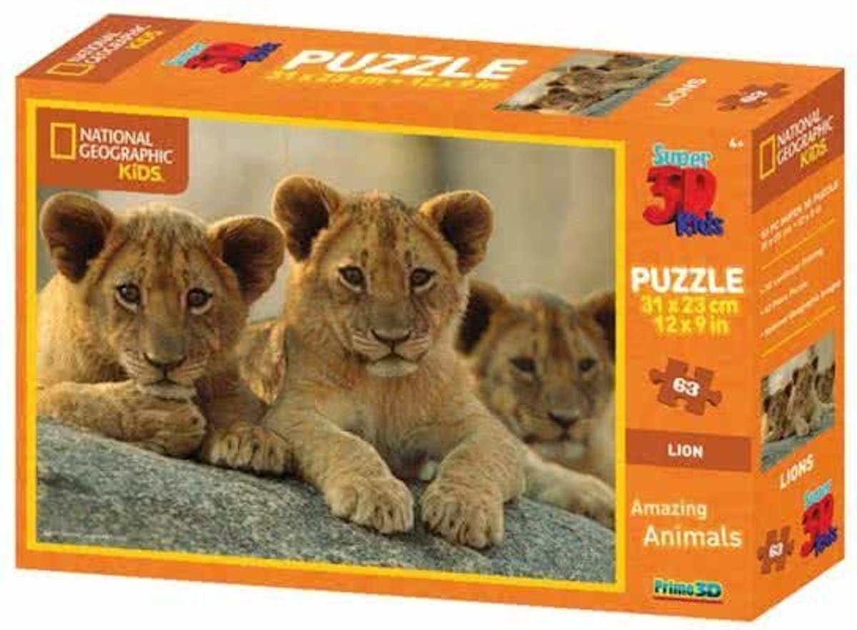 Prime3D - Puzzel - 3D - Afrikaanse leeuwen - 63st.