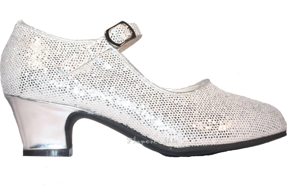 Prinsessen Schoenen Zilver glitter, bij prinsessenjurk, k3 jurk of frozen jurk - mt 26