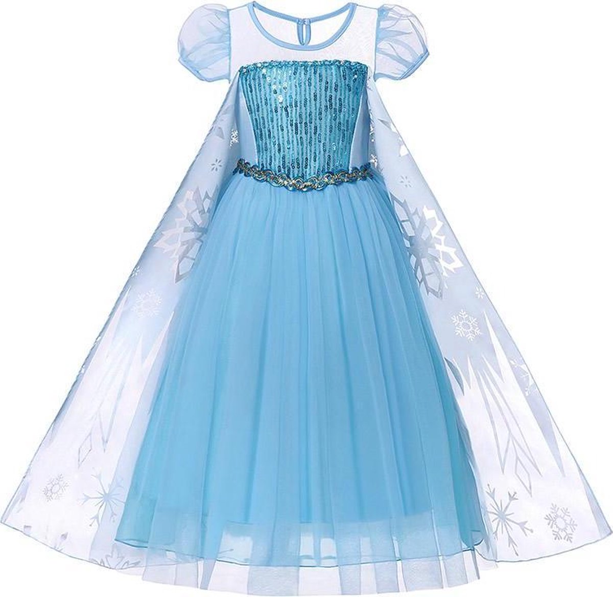 Prinses - Elsa ijsprinses - Prinsessenjurk - Verkleedkleding - Maat 122/128 (130) 6/7 jaar