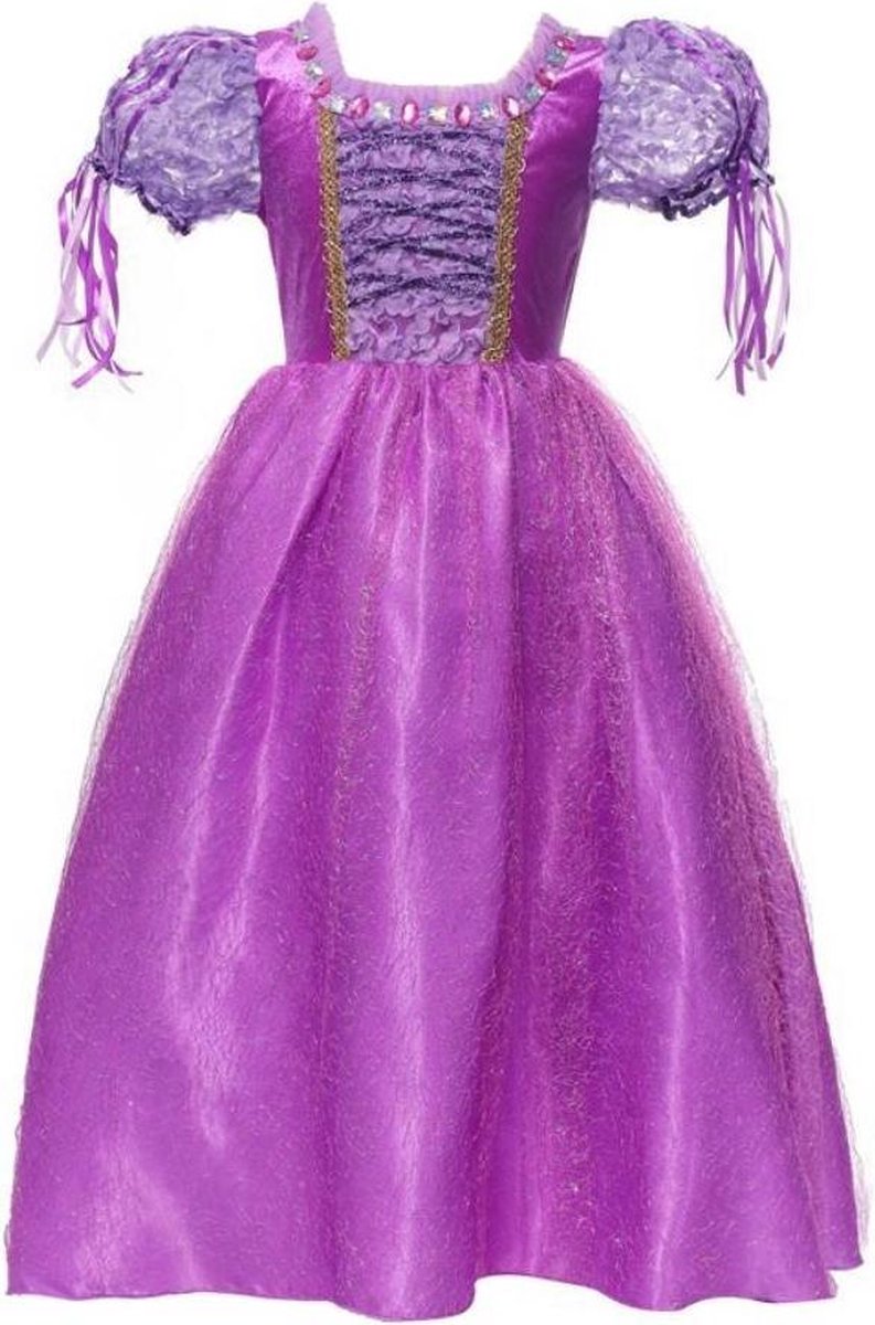 Prinses - Prinses Rapunzel - Glitter - Prinsessenjurk - Verkleedkleding - Maat 134/140 (140) 8/9 jaar