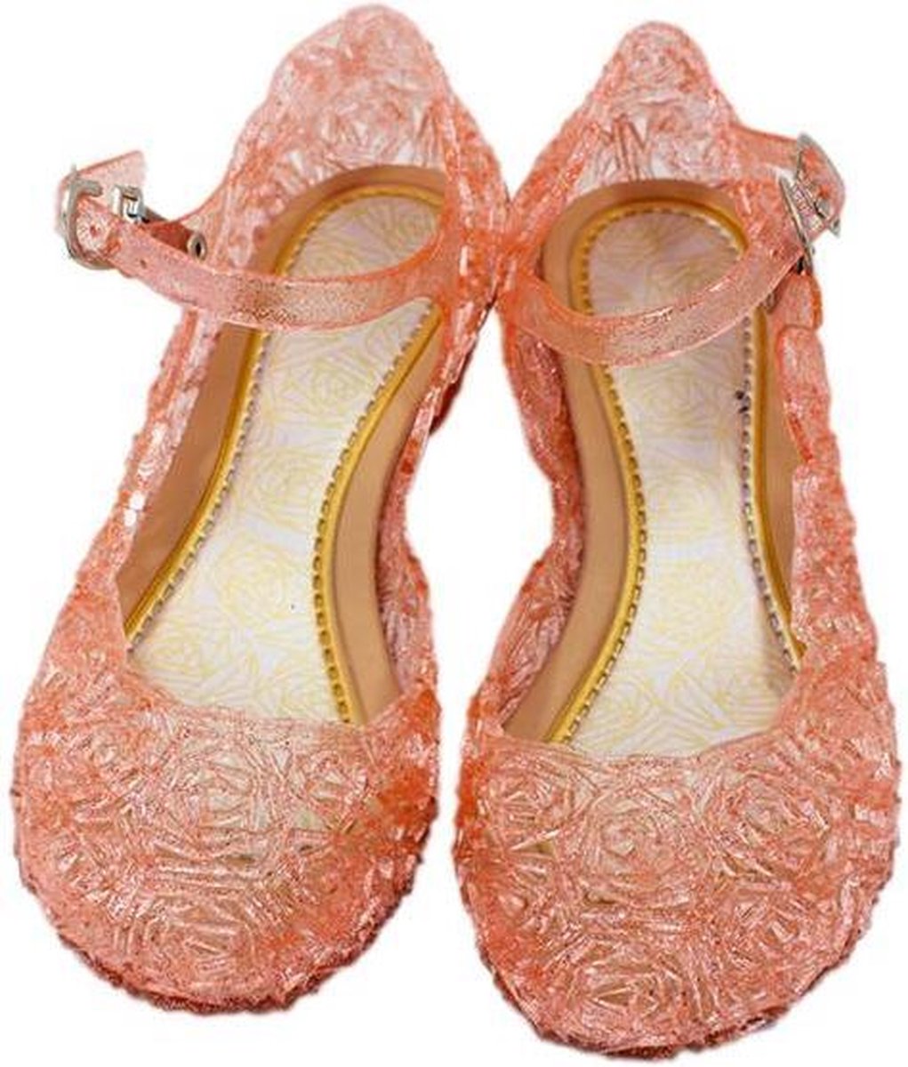 Prinsessen glitter schoenen met hak - Roze - Prinsessen - Verkleedschoenen - Frozen - Rapunzel - Doornroosje - Ariel - Assepoester -  Elsa - Anna - Jurk -  Maat 31 (valt als 29) Binnenzool: 18,5 cm