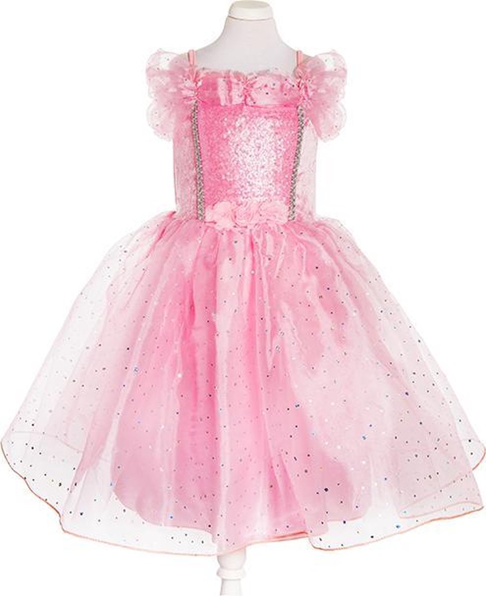 Roze prinsessenjurk verkleedkleedje Lily - maat 128/140 (8-10 jaar) - Jurklengte: 90cm