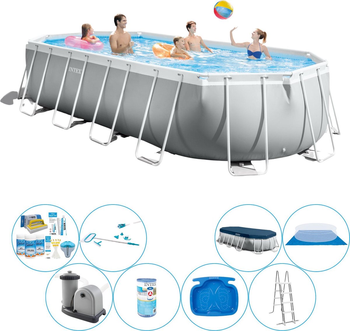 Prism Frame Ovaal 610x305x122 cm - Zwembad Inclusief Accessoires