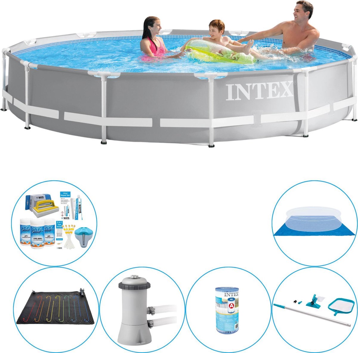 Prism Frame Rond 366x76 cm - 7-delig - Zwembad Pakket