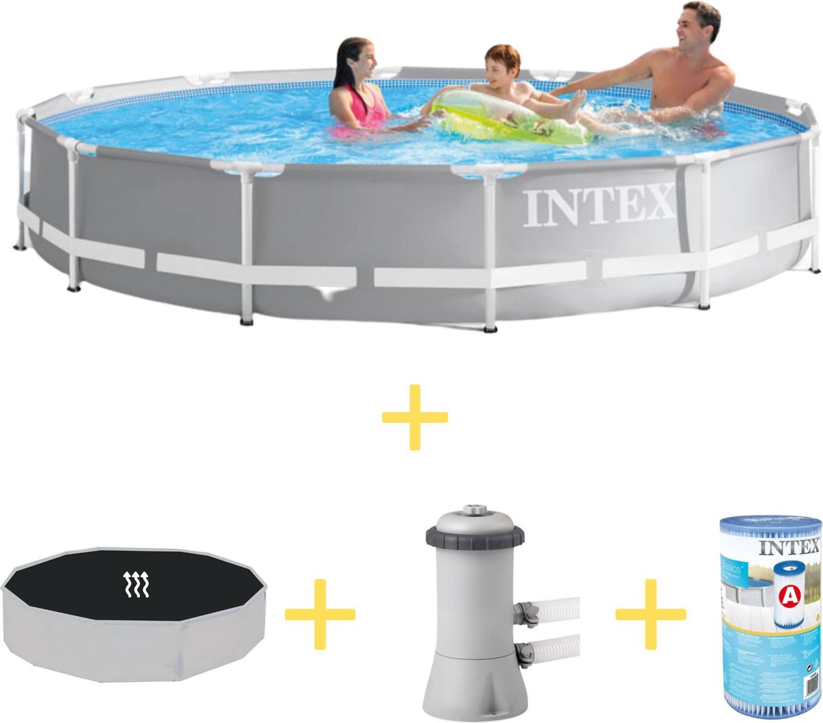 Zwembad - Prism Frame - 366 x 76 cm - Inclusief Solarzeil, Filterpomp & Filter