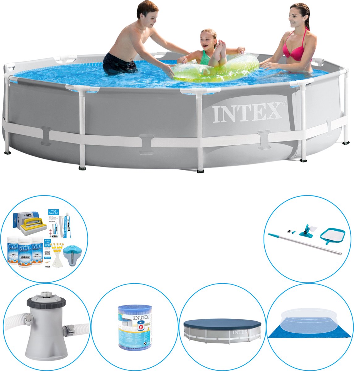 Zwembad Combi Deal -  Prism Frame Rond 305x76 cm