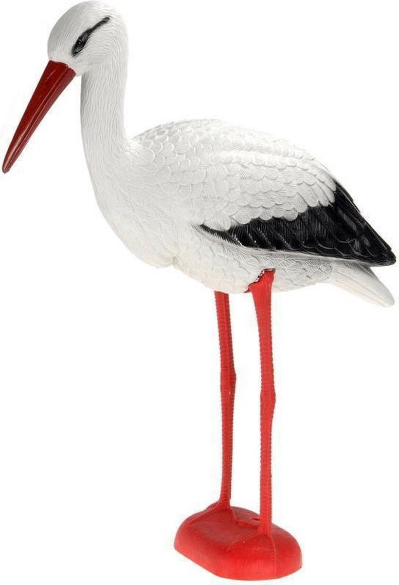 Decoratie beeld ooievaar - kunststof - 66 x 25 x 78 cm - tuin/buiten - Baby geboorte versiering - Dieren/vogel beeld