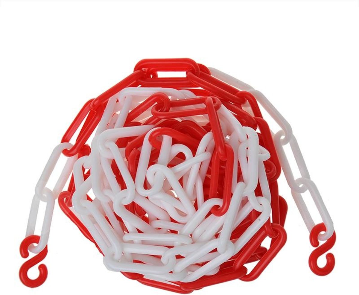 Afzetketting kunststof rood/wit 5M