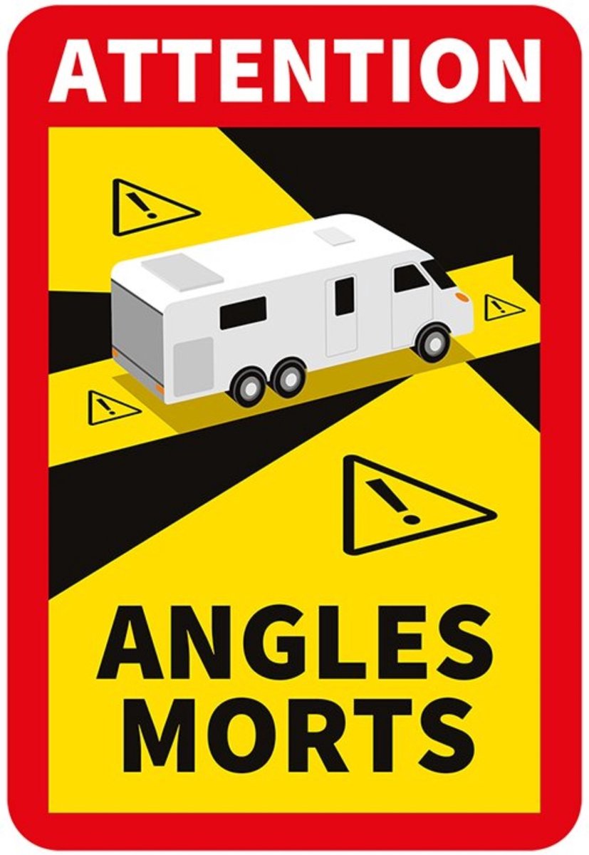 ProPlus Waarschuwingssticker dode hoek - 17 x 25 cm - verplicht in Frankrijk - voor campers