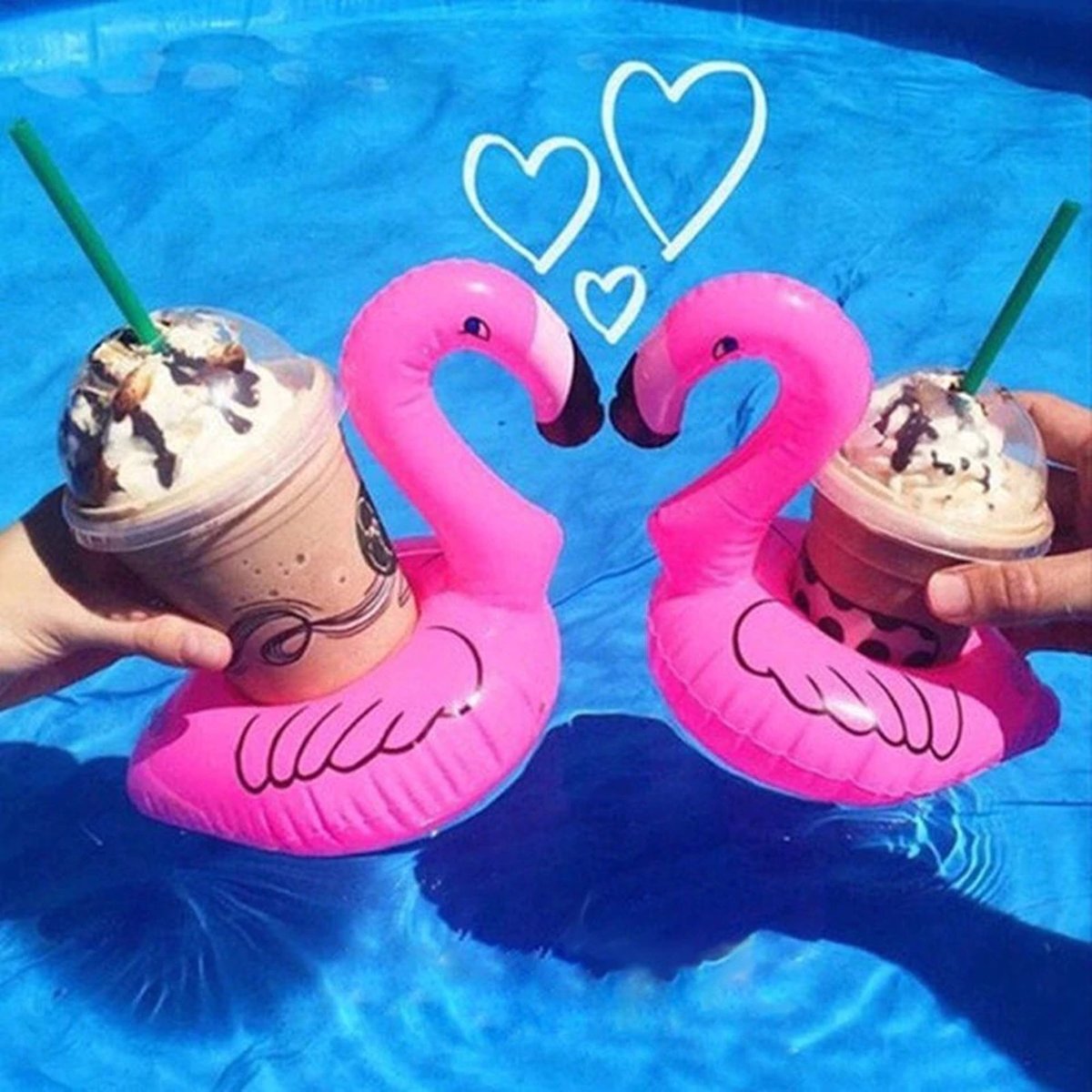   - Flamingo bekerhouders - 5 stuks - Opblaasbare mini flamingos - Inflatable cup holder - Opblaasbare drankhouder - Bekerhouders - Zwembadaccessoire -