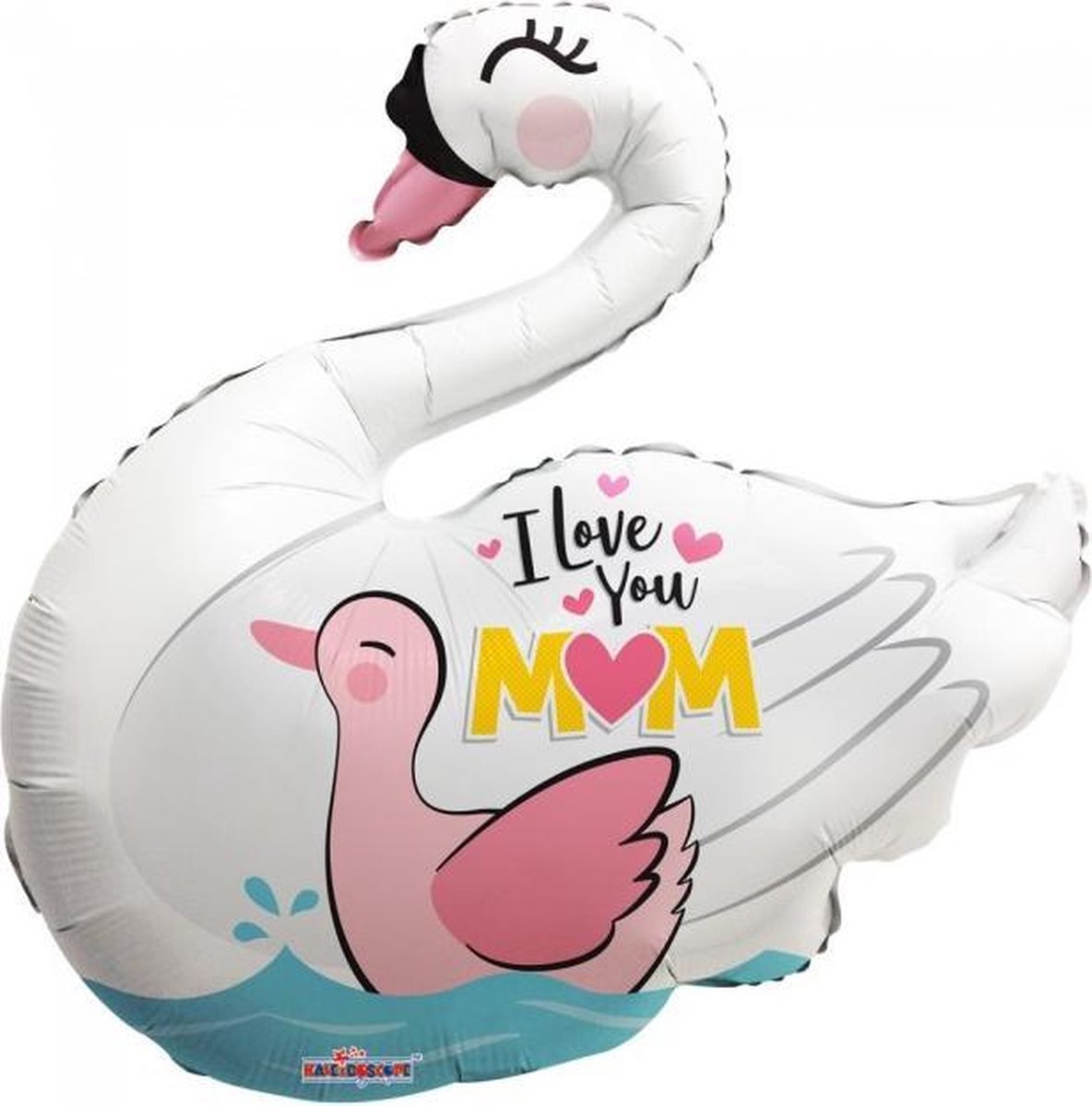 Procos Folieballon I Love You Mom Swan Dames 71 Cm Wit/roze