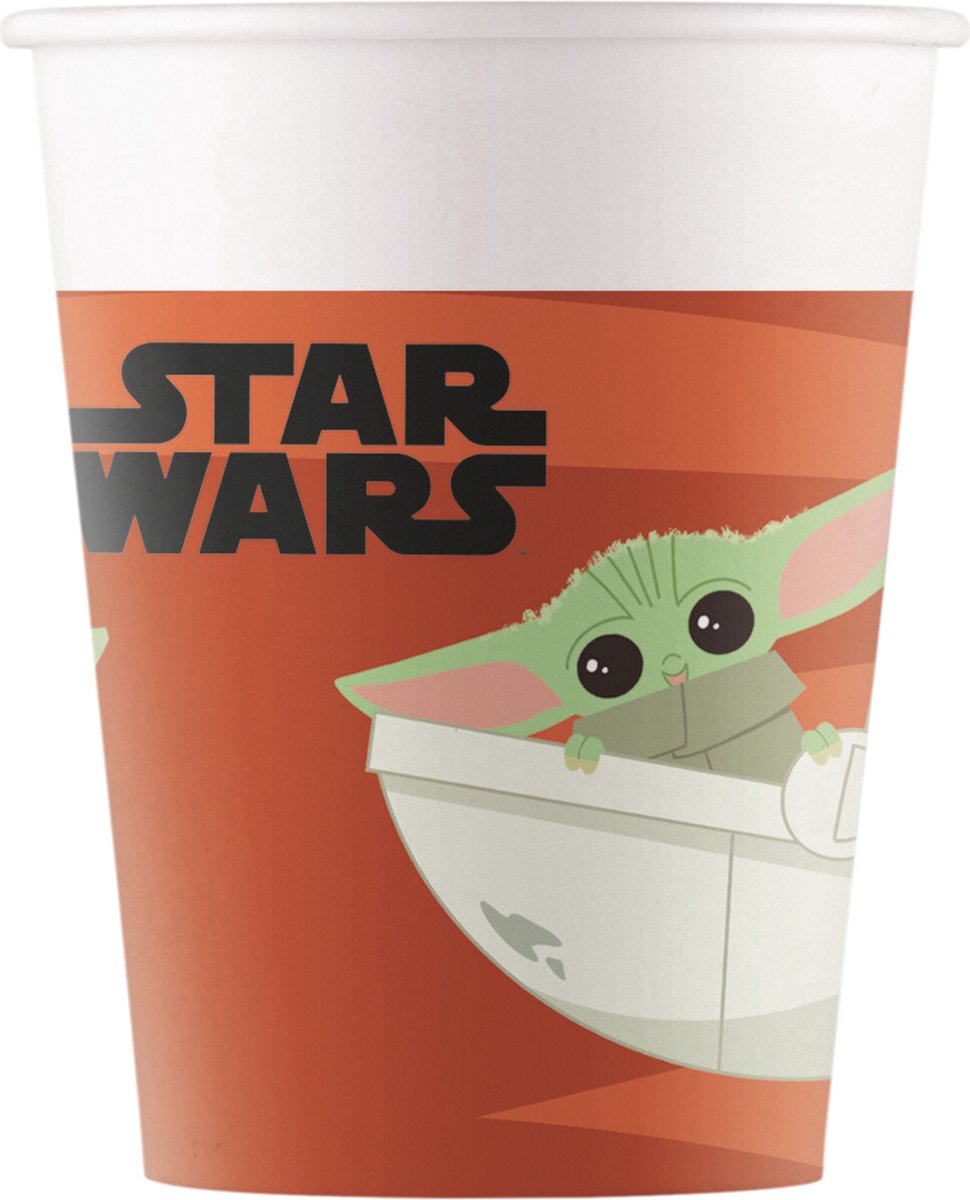 Vegaoo - 8 Baby Yoda The Mandalorian papieren bekers 200ml