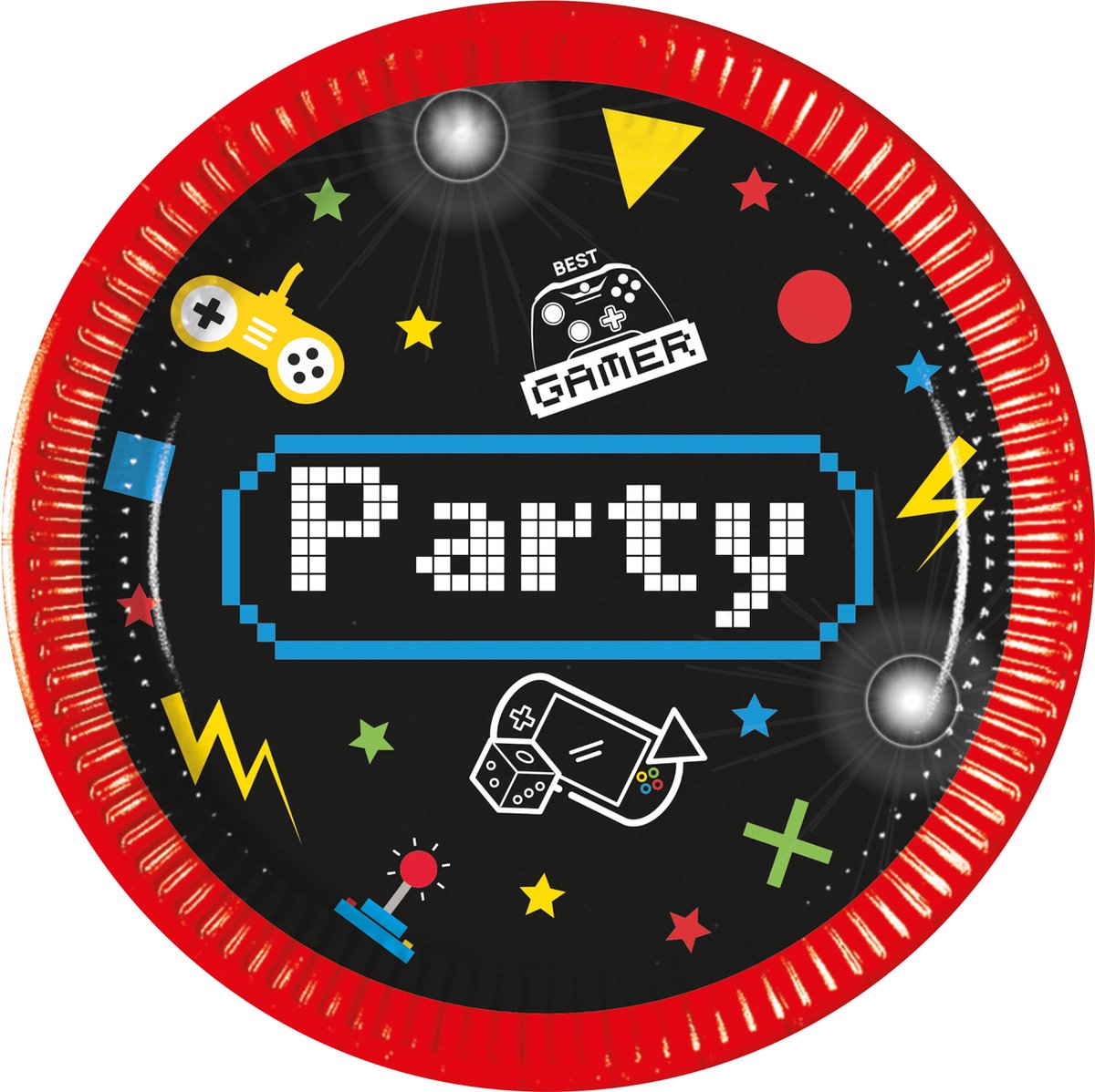Vegaoo - 8 Kleine Gaming Party kartonnen borden 20 cm