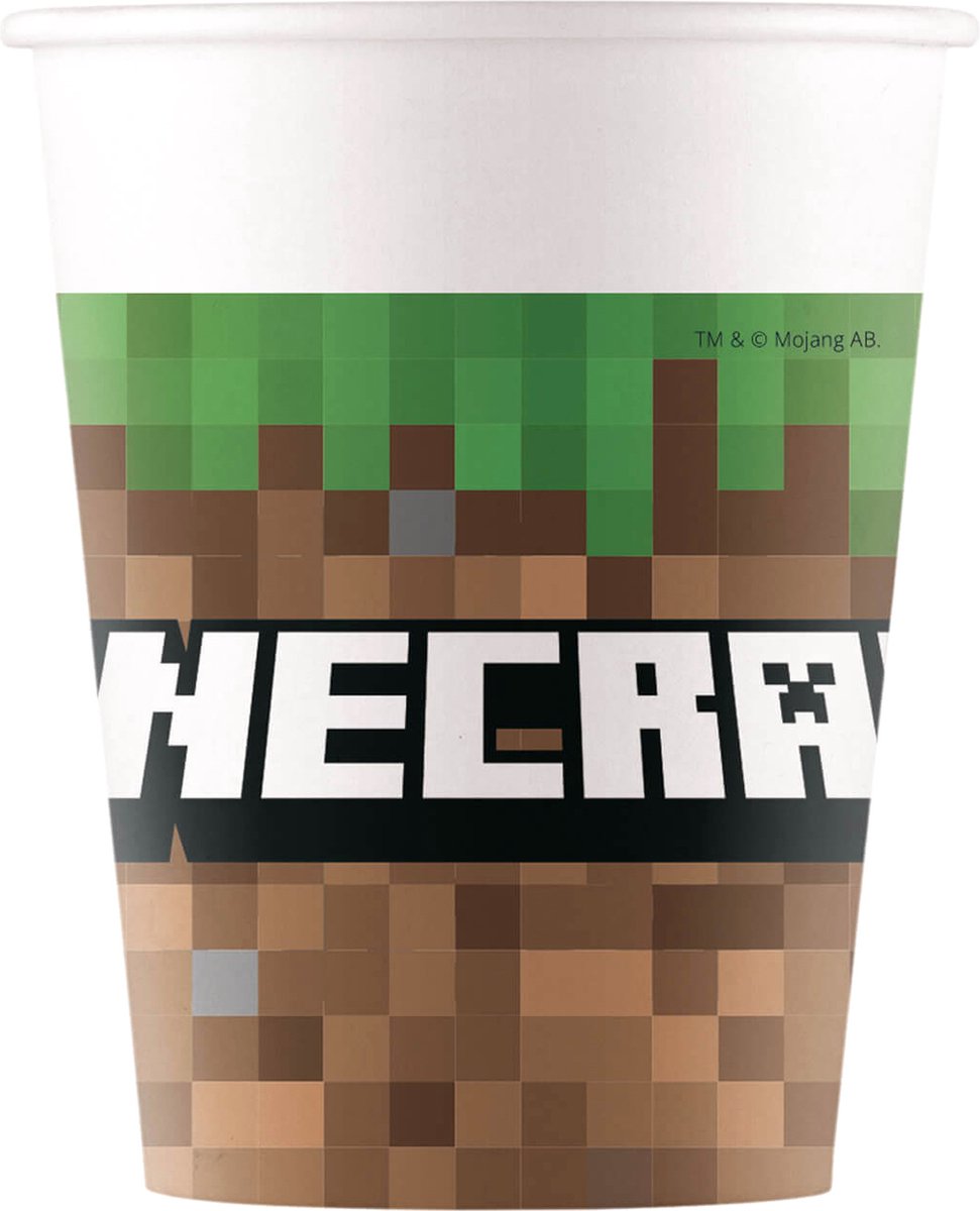 Vegaoo - 8 Minecraft papieren bekers 200 ml