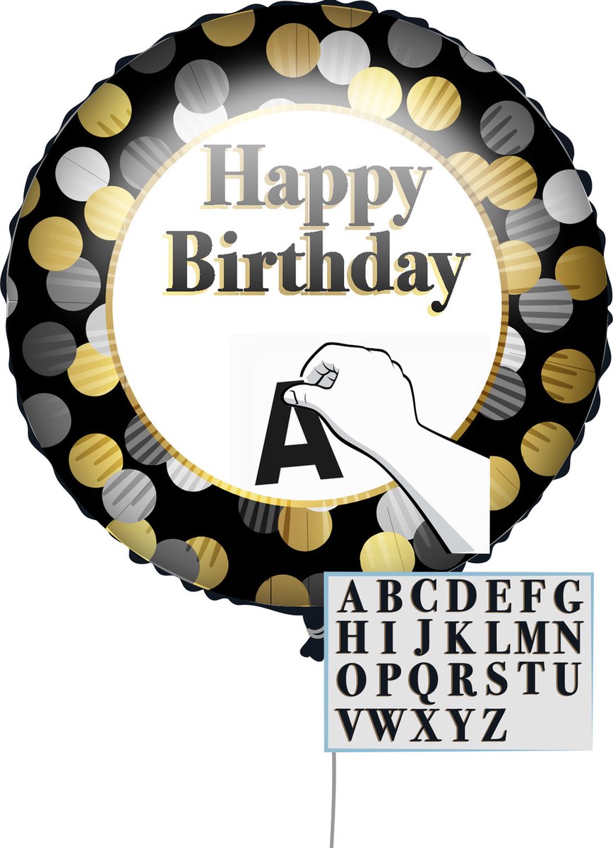 Vegaoo - Aanpasbare verjaardag ballon zwart goud 43 cm
