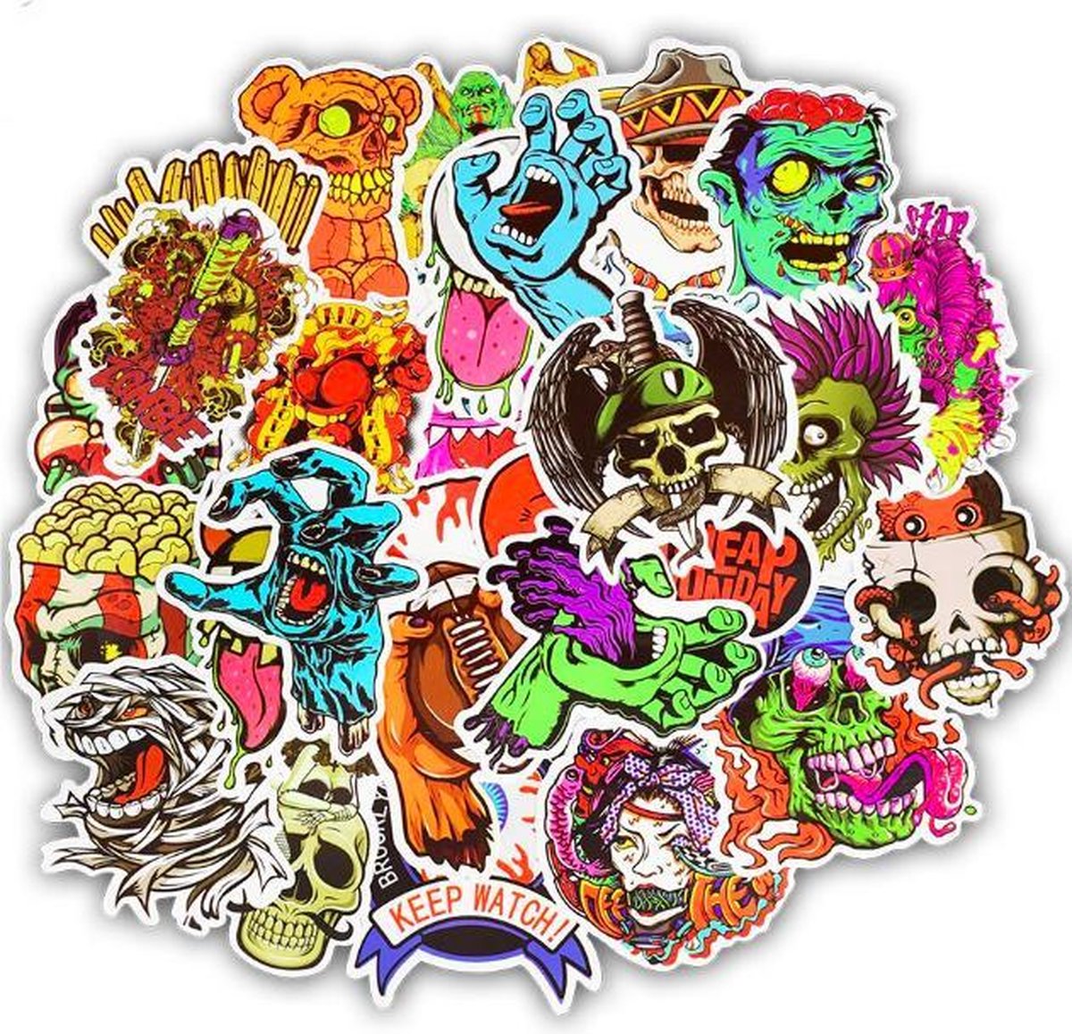 ProductGoods - 50 Stuks Graffiti Skelet Stickers - Muur Decoratie - Koffer Decoratie - Laptop Decoratie - Koelkast Decoratie - Stickervellen - Graffiti