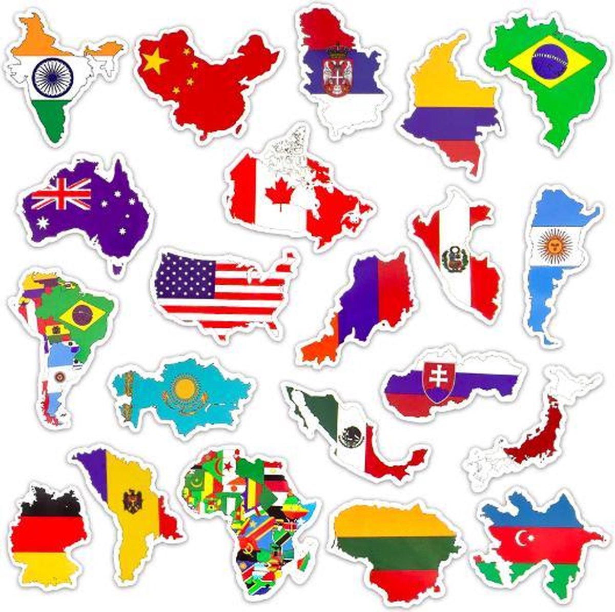 ProductGoods - 50 Stuks Nationale Vlaggen Stickers - Muur Decoratie - Koffer Decoratie - Laptop Decoratie - Koelkast Decoratie - Stickervellen - Nationale Vlaggen