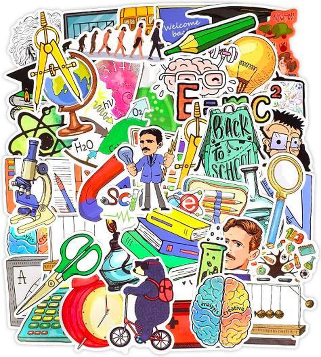 ProductGoods - 50 Stuks School Stickers - Muur Decoratie - Koffer Decoratie - Laptop Decoratie - Koelkast Decoratie - Stickervellen - Back To School Stickers