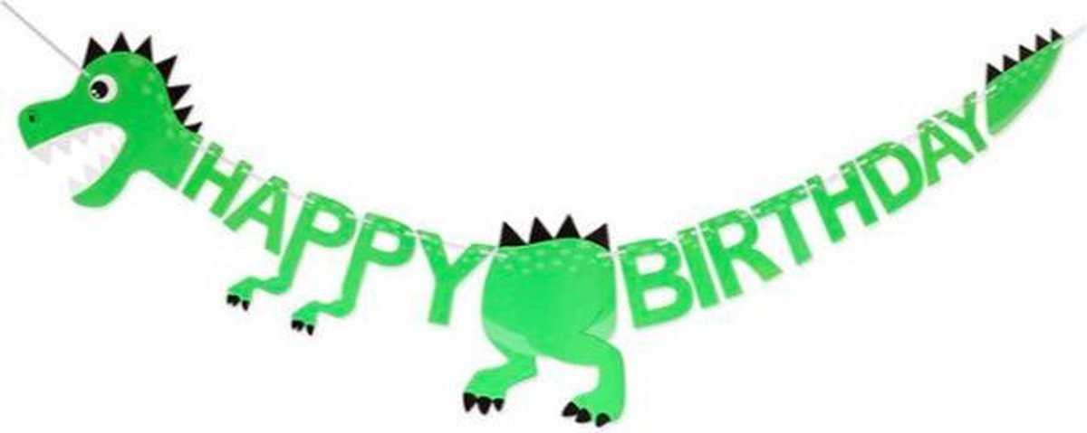 ProductGoods -Dino Vlaggenlijn - Dino vlaggenlijn versiering 5 meter - Feestdecoratie - HappyBirthday - Kinderfeestje Decoratie - Dino